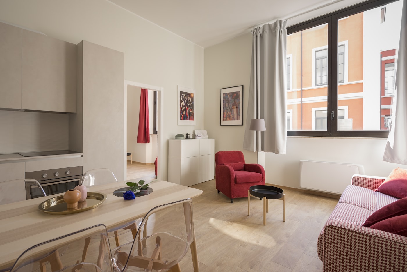 Organized apartment living space after a residential move